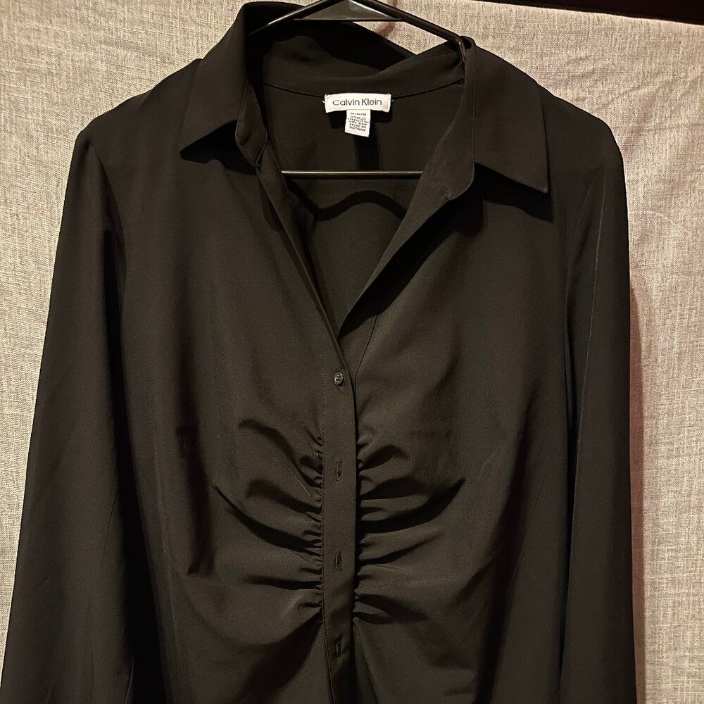 Womens Black Calvin Klein Button-Up Blouse